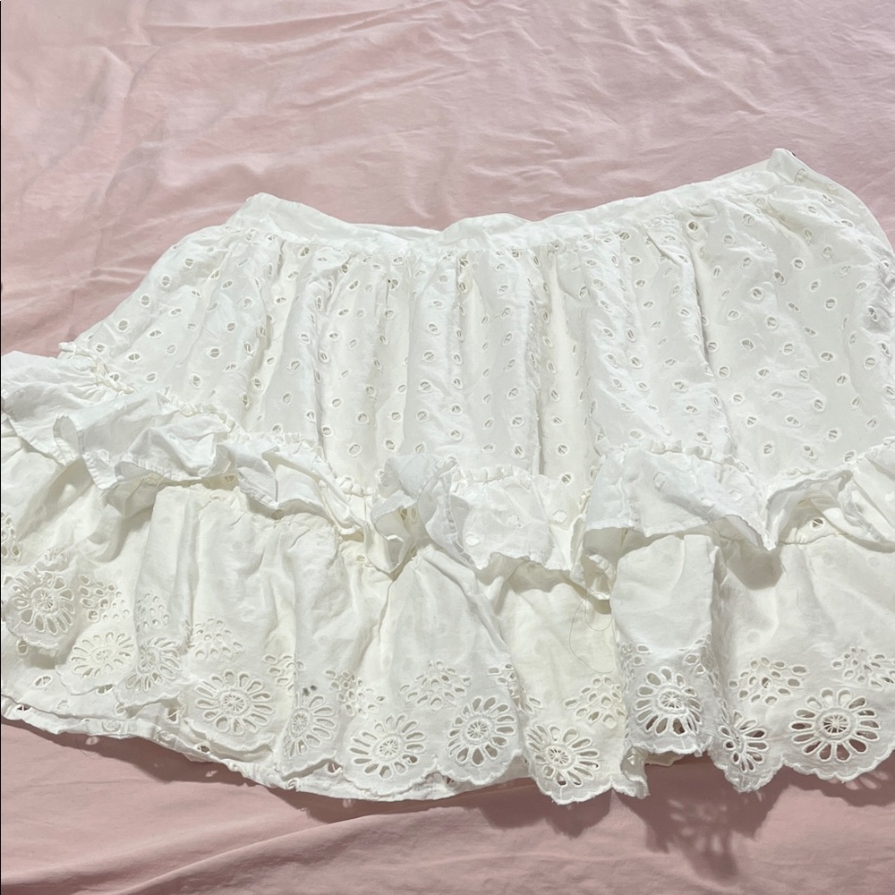 Elegant White Eyelet Skirt